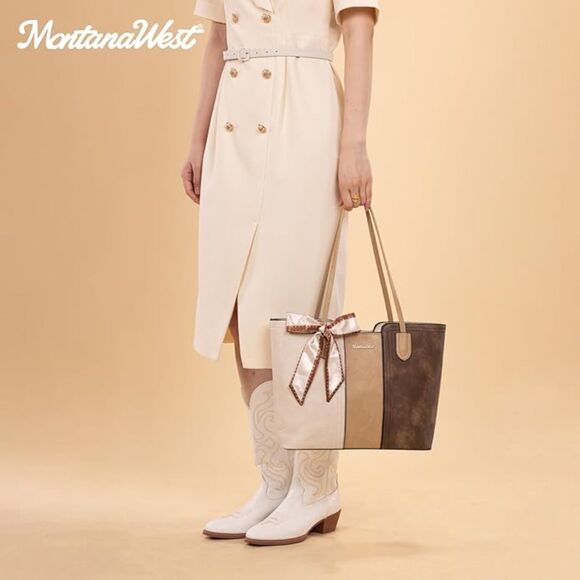 Women Three Chocolate Imported Vegan Leather Top Handle Polyester Lining Bag - Picture 2 of 4